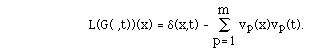 L(G( ,t))(x) = d(x,t) - ISU(p=1,m, )v<sub>p</sub>(x)v<sub>p</sub>(t).